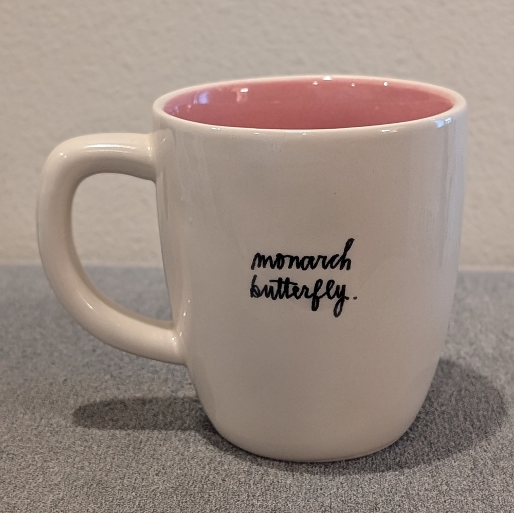 Rae Dunn Monarch Butterfly Mug Pink Interior - Picture 2 of 3